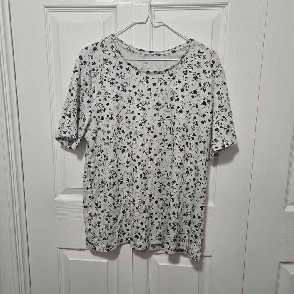 Floral Print Women's Blouse - Black and White